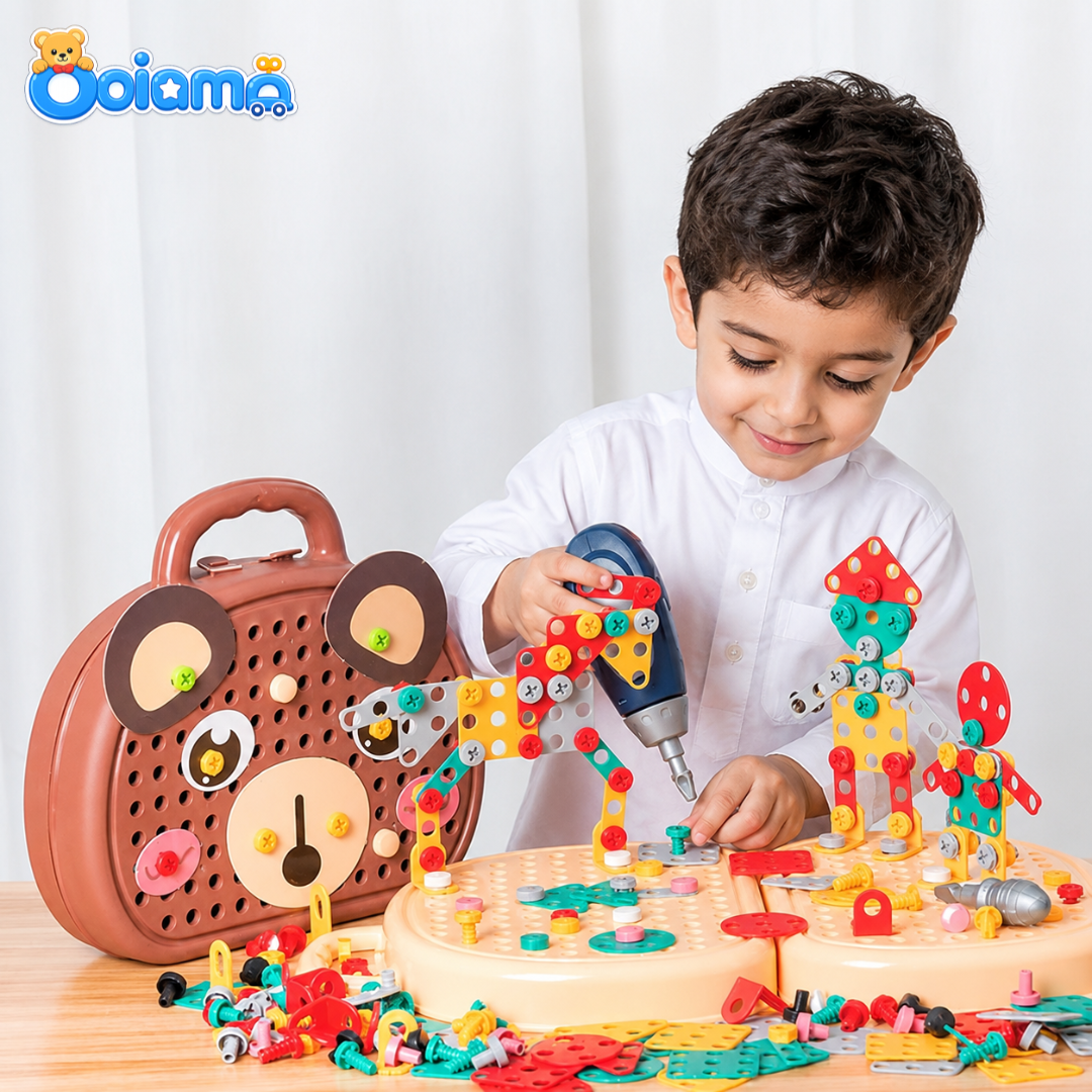 DIY Screw Puzzle Suitcase - STEM Educational Construction Toy Set With Electric Drill