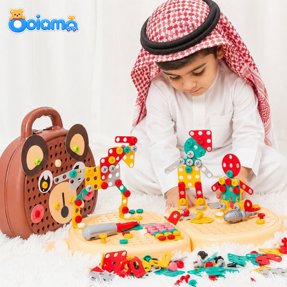 DIY Screw Puzzle Suitcase - STEM Educational Construction Toy Set With Electric Drill