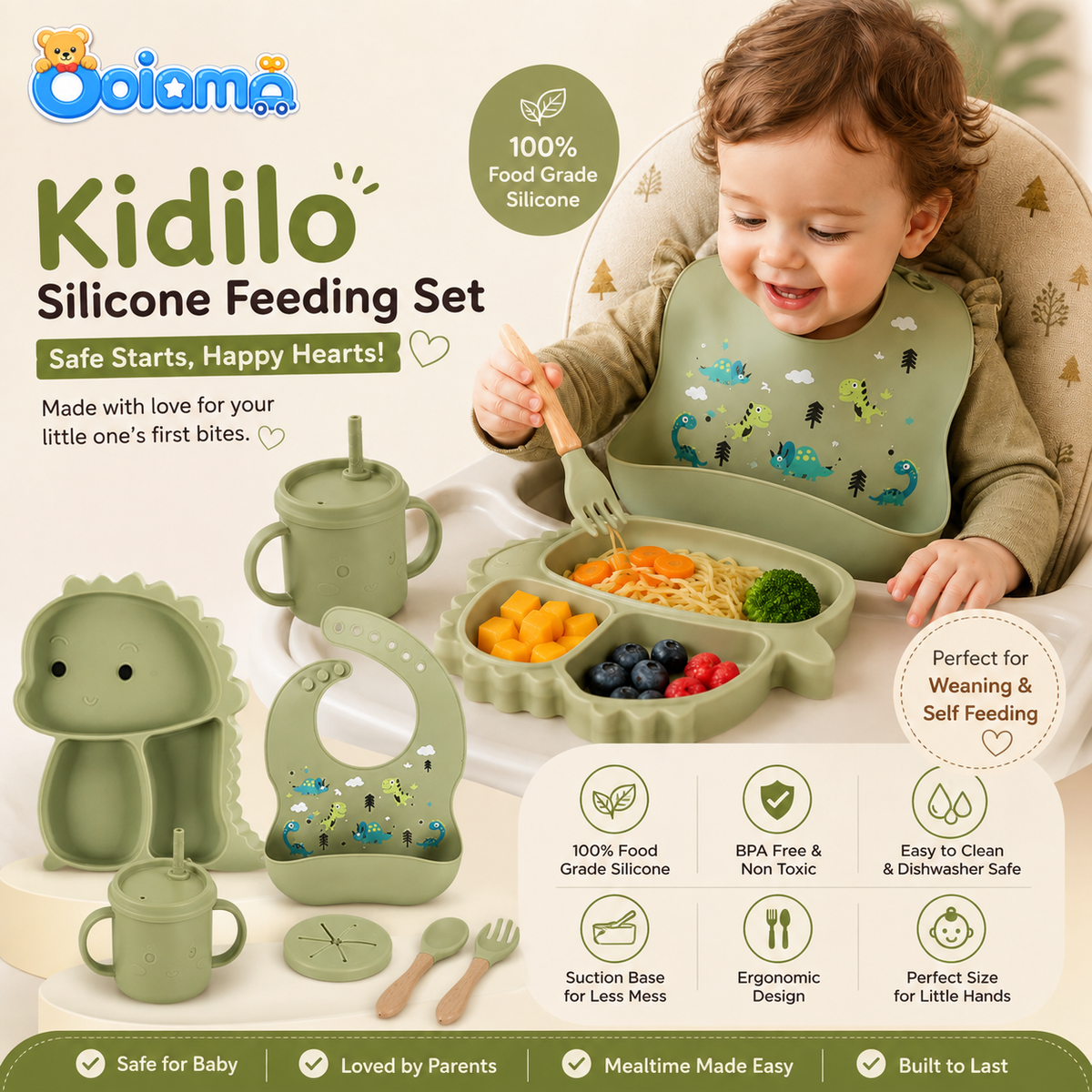 Kidilo Silicone Feeding Set - For Little Hands, Big Milestones