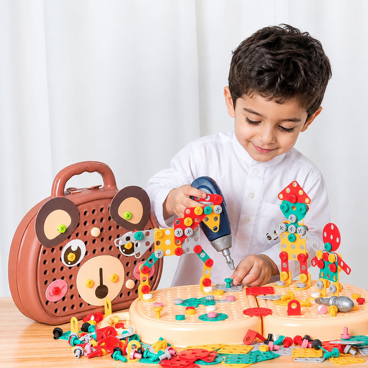 DIY Screw Puzzle Suitcase – STEM Educational Construction Toy Set with Electric Drill