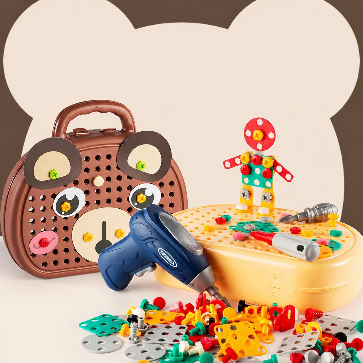 DIY Screw Puzzle Suitcase – STEM Educational Construction Toy Set with Electric Drill