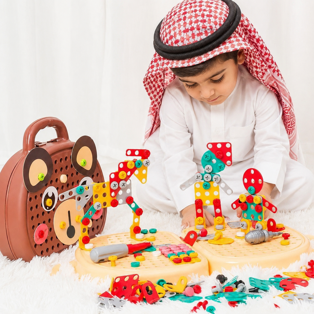 DIY Screw Puzzle Suitcase – STEM Educational Construction Toy Set with Electric Drill